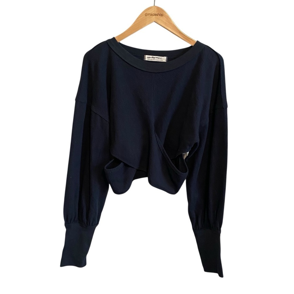 We The Free Black Crossover Crop Thermal Long Sleeve Top Size Large